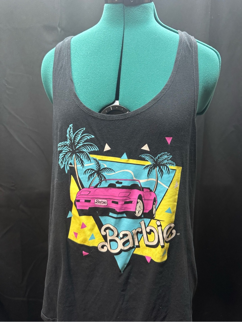 Mattel Barbie Logo Tank - Black with Pink